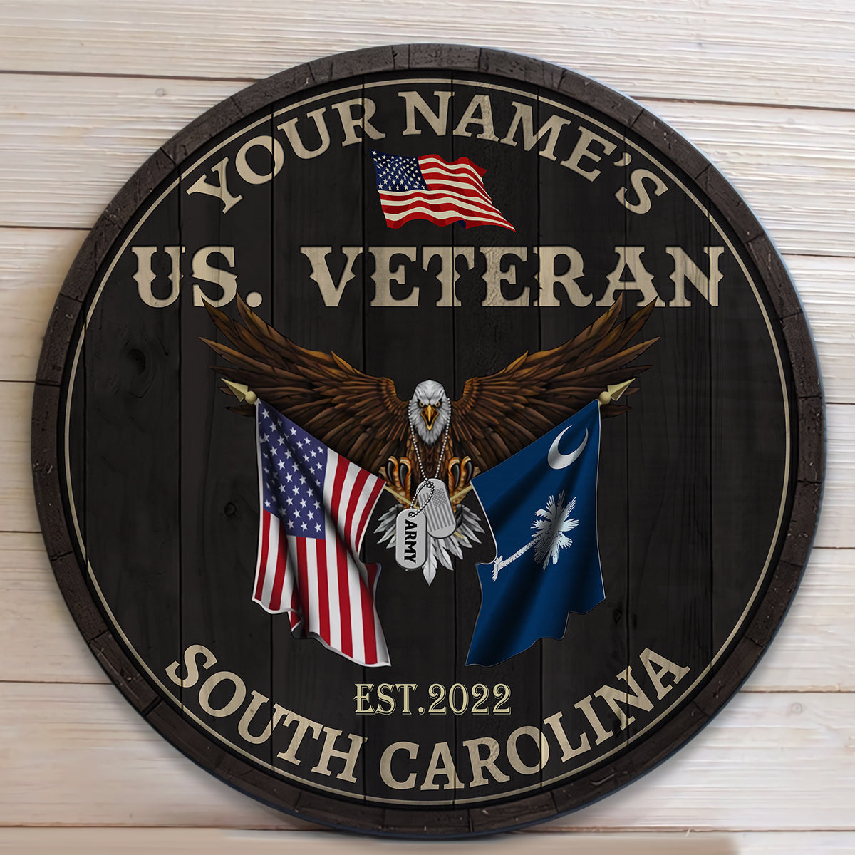 Veteran Custom Wood Sign South Carolina Veteran Personalized Gift