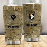 Army Veteran Custom Tumbler Division And Rank Personalized Gift