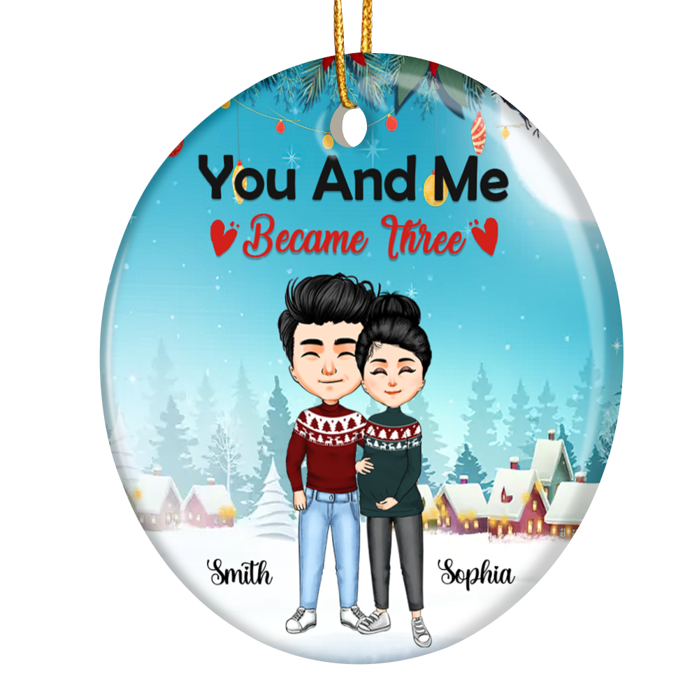 Husband Wife Custom Ornament Pregnant Gift For Couple