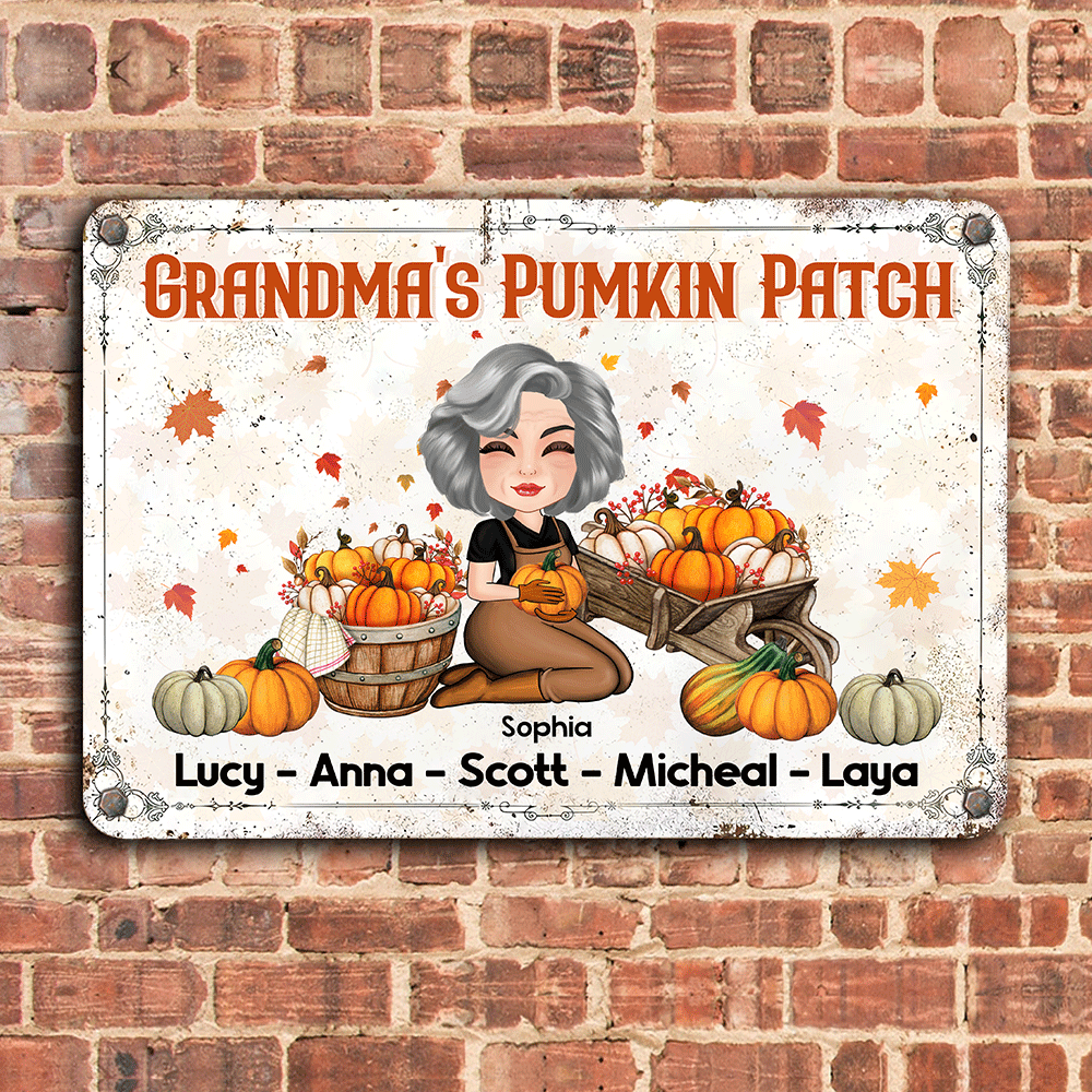 Halloween Custom Metal Sign Grandma's Pumkin Patch Personalized Gift