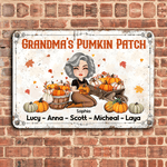 Halloween Custom Metal Sign Grandma's Pumkin Patch Personalized Gift