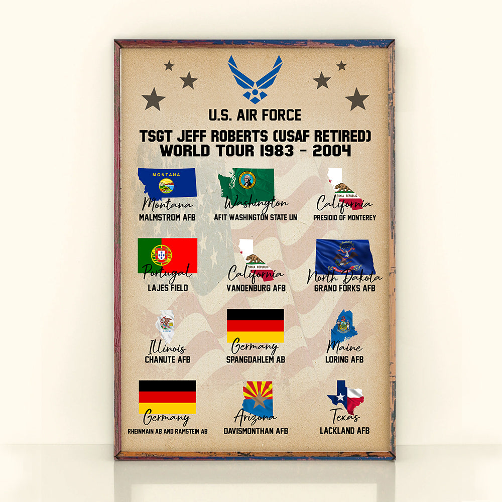 Veteran Custom Poster U.S Military World Tour Personalized Gift