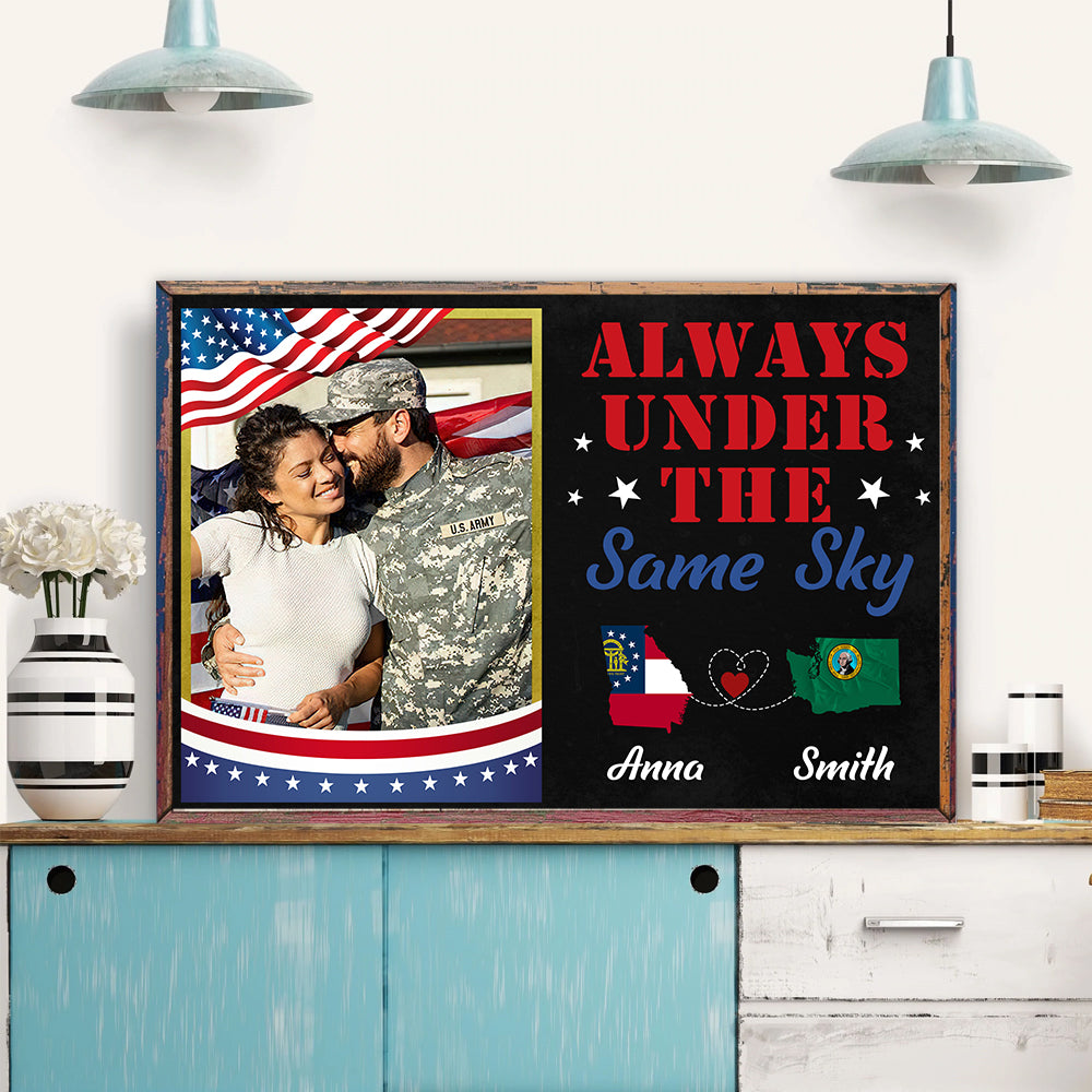 Veteran Couple Custom Poster Always Under The Same Sky Personalized Gift