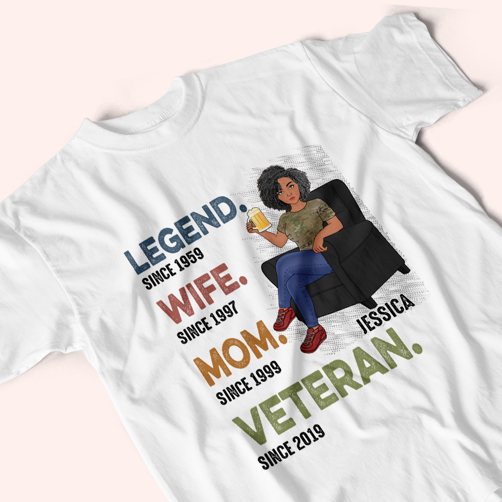 Female Veteran Custom Shirt Legend Wife Mom Personalized Gift