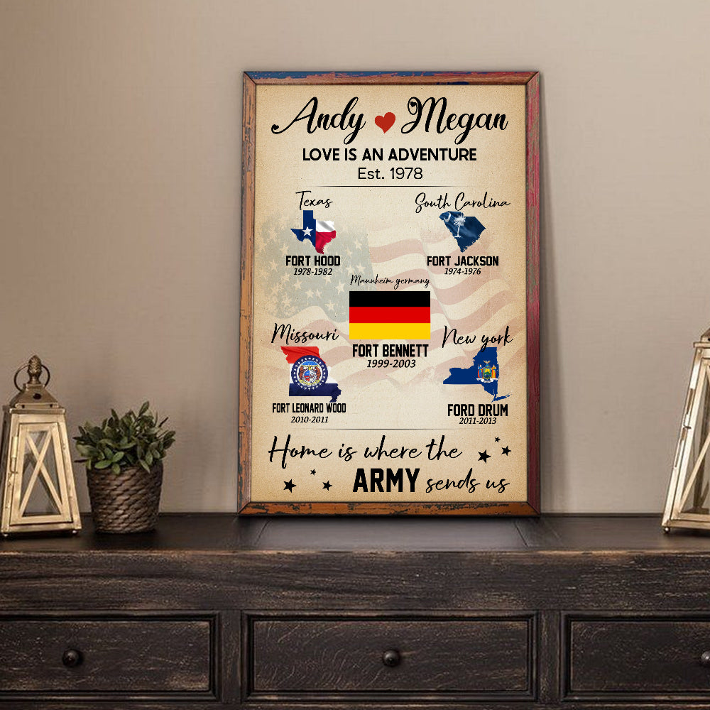 Military Couple Custom Poster Love Is An Adventure Personalized Gift