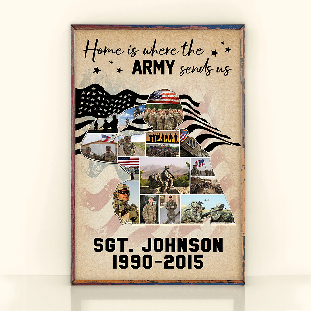 U.S Veteran Custom Poster Home Is Where The Military Sends Us Personalized Gift