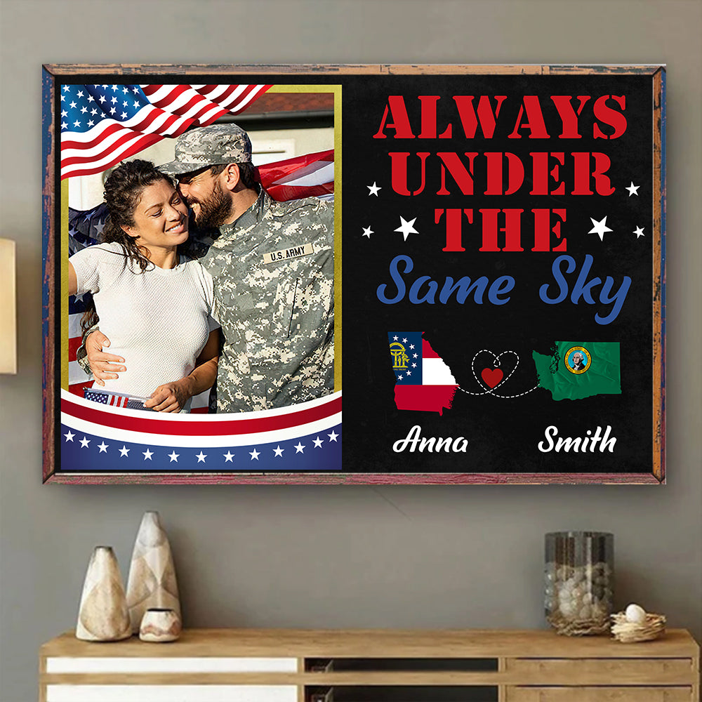 Veteran Couple Custom Poster Always Under The Same Sky Personalized Gift