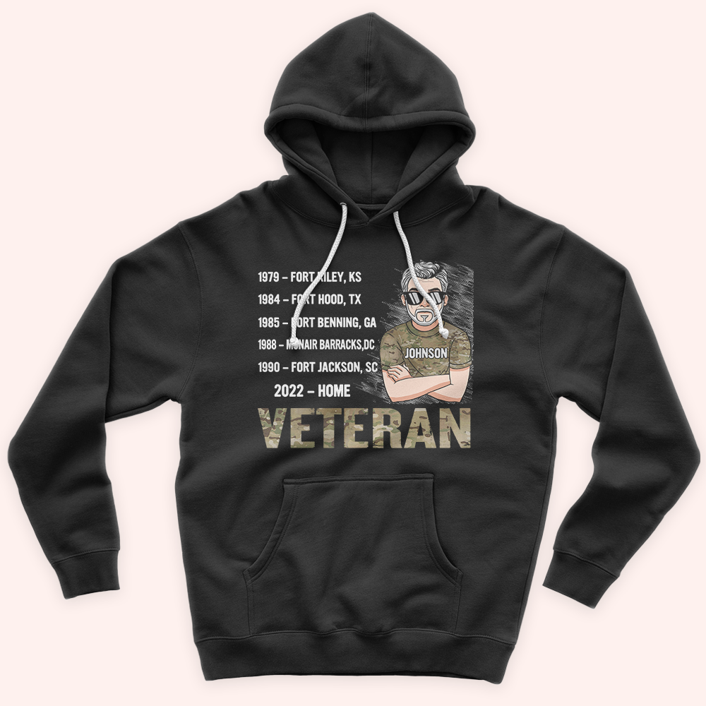 Veteran Custom Shirt Military Base and Time Personalized Gift for Father's Day