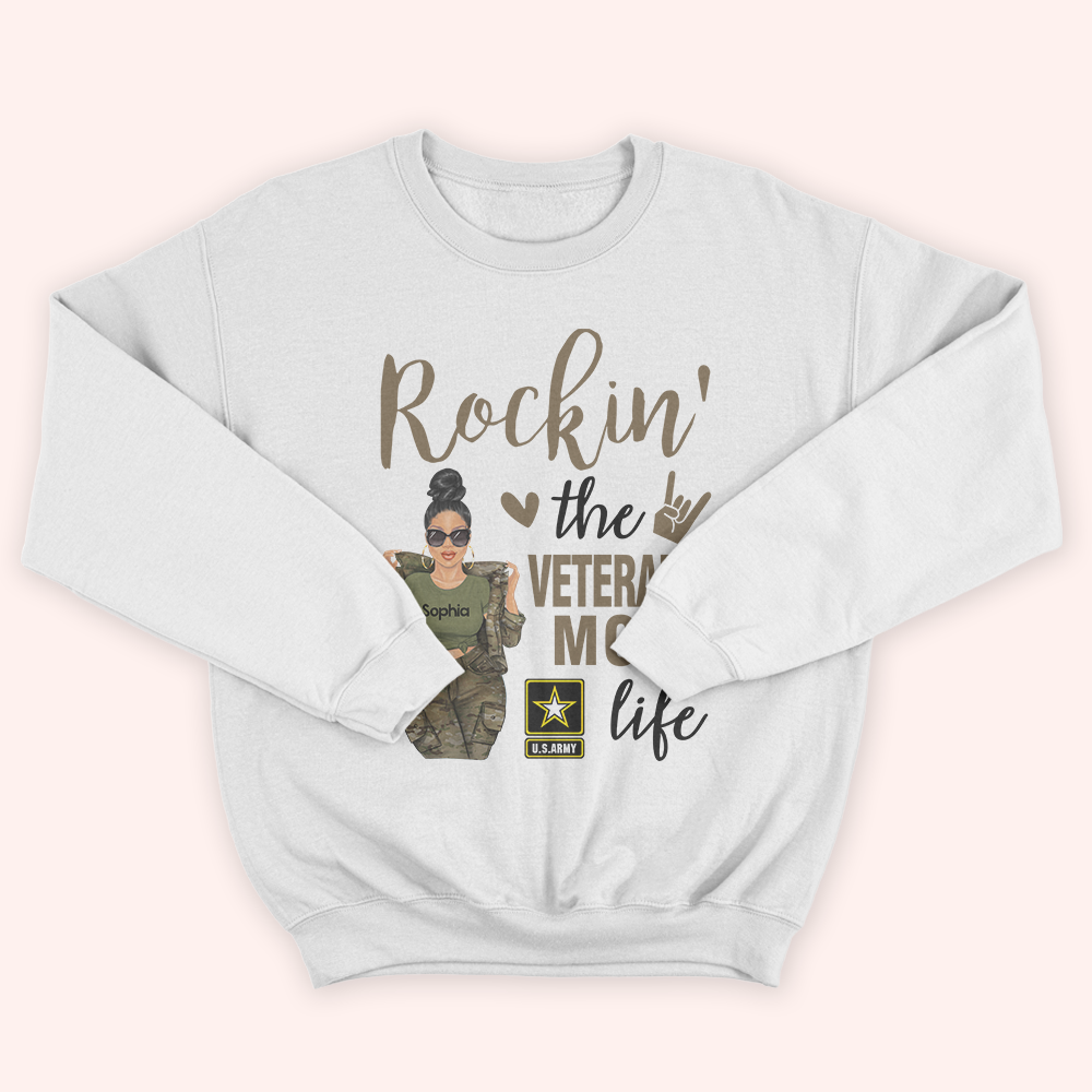 Veteran's Family Custom Shirt Rockin' The Veteran's Mom Life Personalized Gift