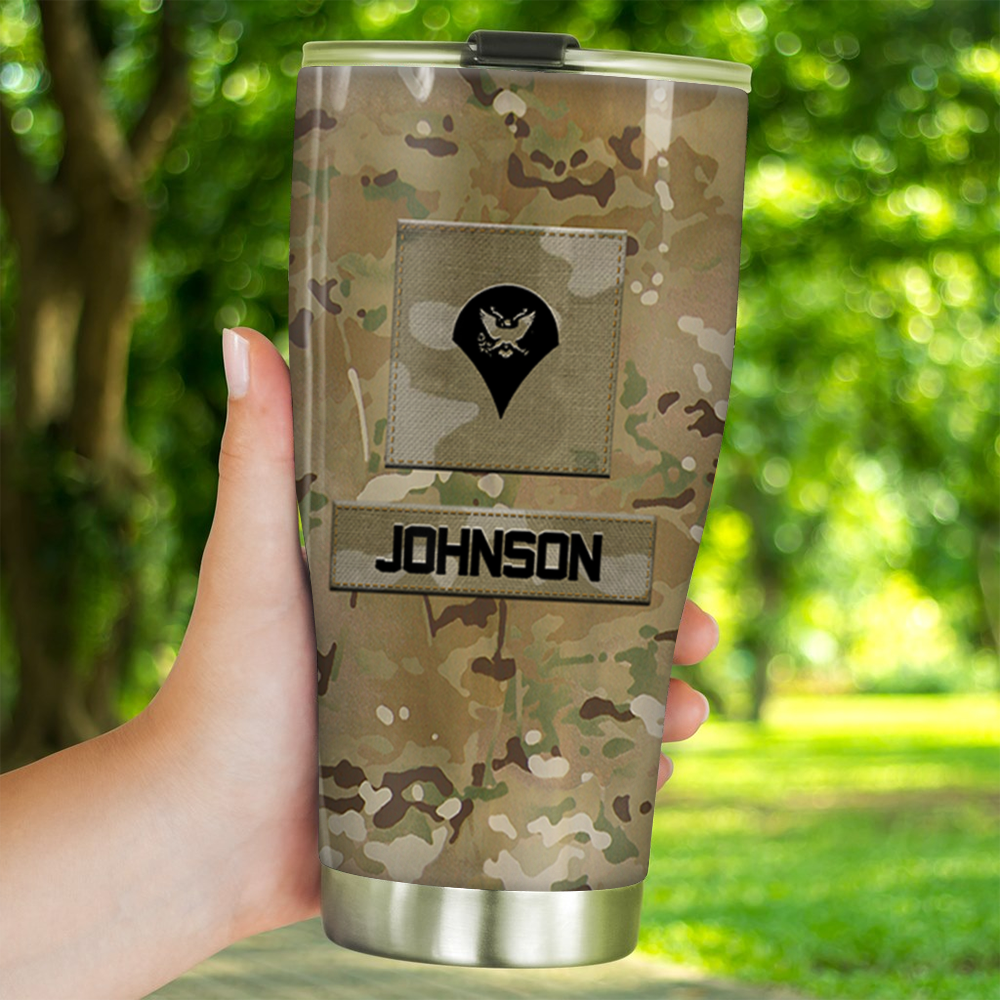 Army Veteran Custom Tumbler Division And Rank Personalized Gift