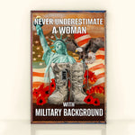 Veteran Custom Poster Never Underestima A Woman With Military Background Personalized Gift