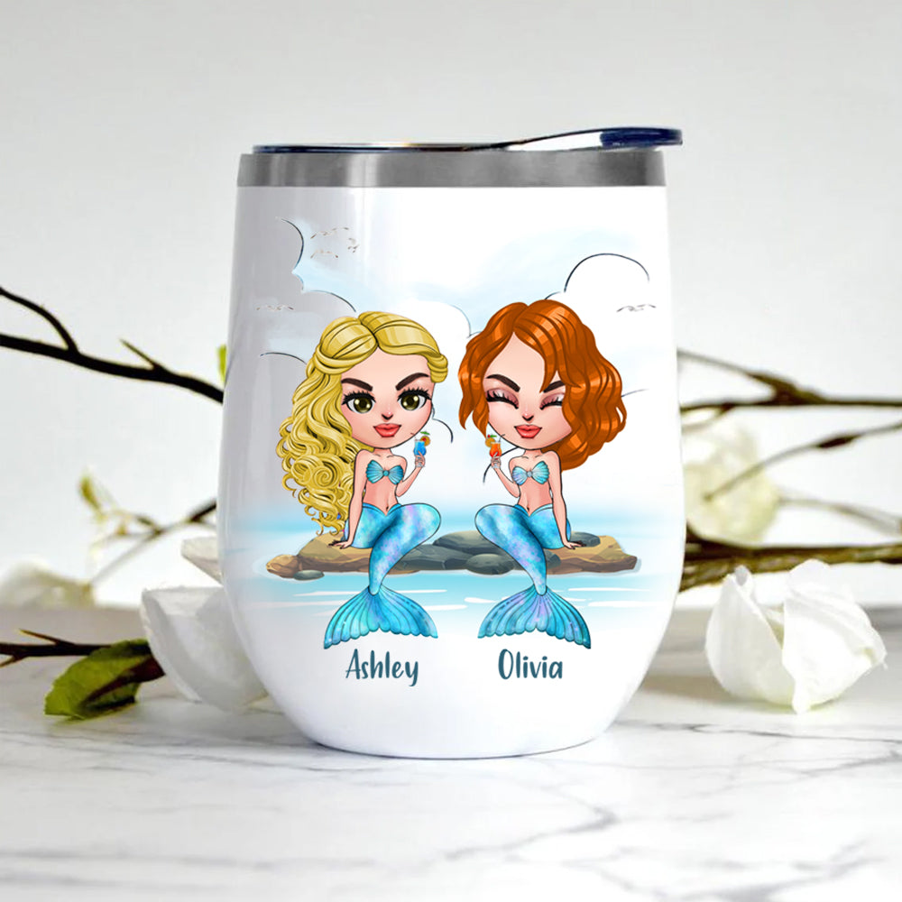 Mermaid Custom Wine Tumbler We're Sage Hood And Wish A Mufuka Would Personalized Gift