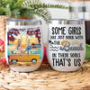 Bestie Custom Wine Tumbler Some Girls Born With The Beach Campervan Personalized Best Friend Gift