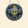 Navy Family Live Here Custom Wood Sign Personalized Gift
