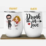 Couple Custom Wine Tumbler Drunk In Love Personalized Gift For Him Her