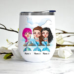 Mermaid Custom Wine Tumbler On The Beach Or Under The Sea Mermaid Sister We Will Always Be Personalized Gift