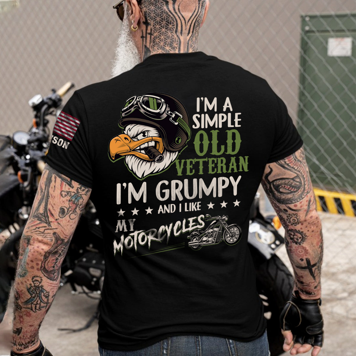Veteran Biker Custom Shirt I'm A Simple Old Veteran I'm Grumpy And I Like My Motorcycles Personalized Gift