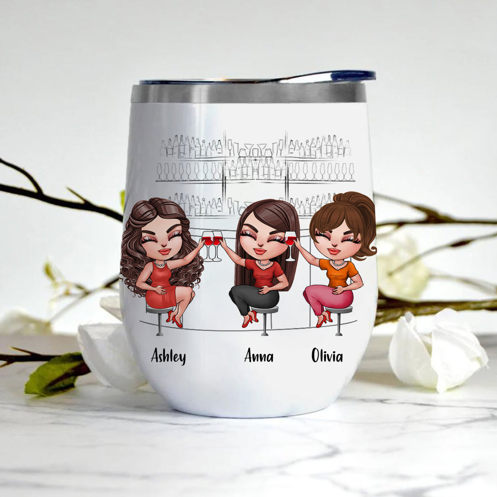 Bestie Custom Wine Tumbler Alcohol And Sarcasm Made Us Friends Personalized Best Friend Gift