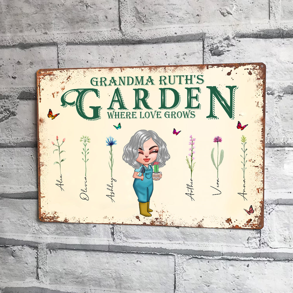 Gardening Custom Sign Grandma's Garden Where Love Grows Personalized Gift