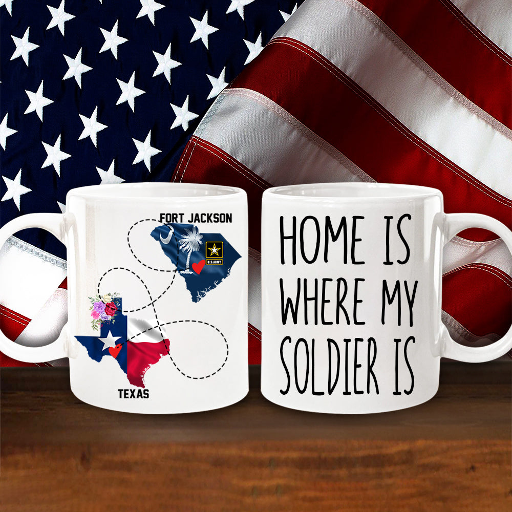 Veteran's Mom Custom Mug Home Is Where My Soldier Is Personalized Gift