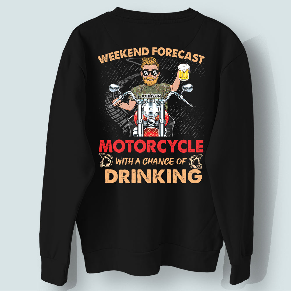 Veteran Biker Custom Shirt Weekend Forecast Motorcycle With A Chance Of Drinking Personalized Gift