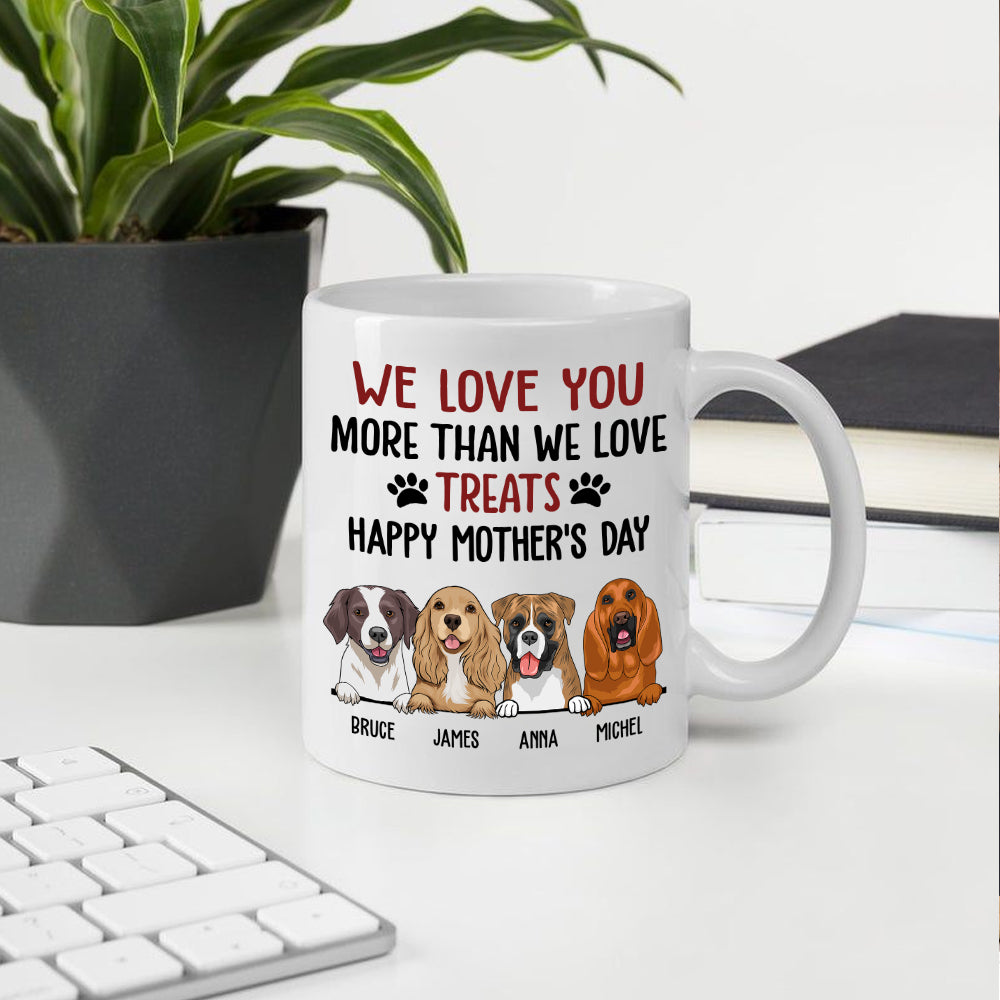 Dog Mom Custom Mug I Love You More Than Treats Personalized Gift