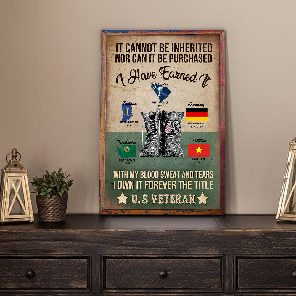 Veteran Custom Poster It Cannot Be Inherited Forever The Title Veteran Personalized Gift