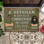 Veteran Family Custom Doormat A Veteran And His Commander-in-Chief Live Here Personalized Gift