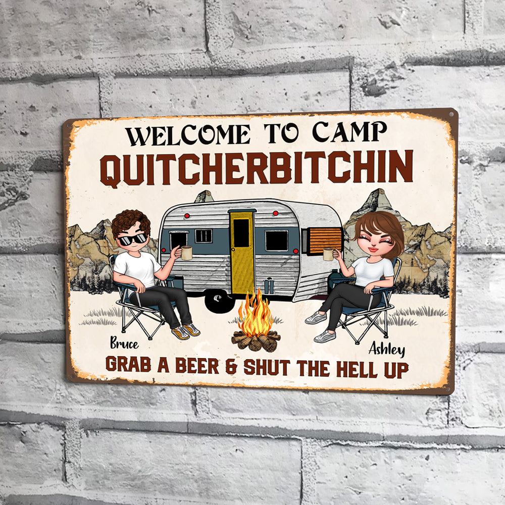 Camping Custom Metal Sign Welcome To Camp Quitcherbitchin Personalized Gift