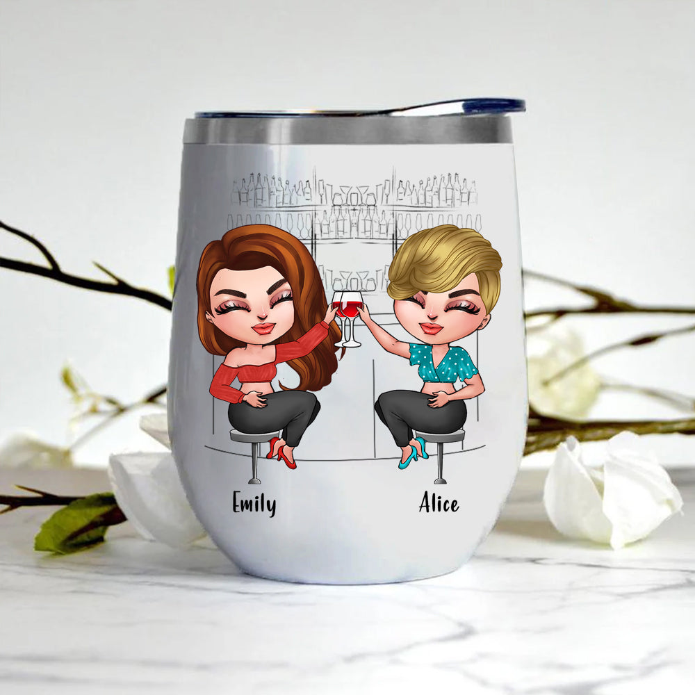 Bestie Custom Wine Tumbler Are We Drunk Bitch Funny Personalized Best Friend Gift