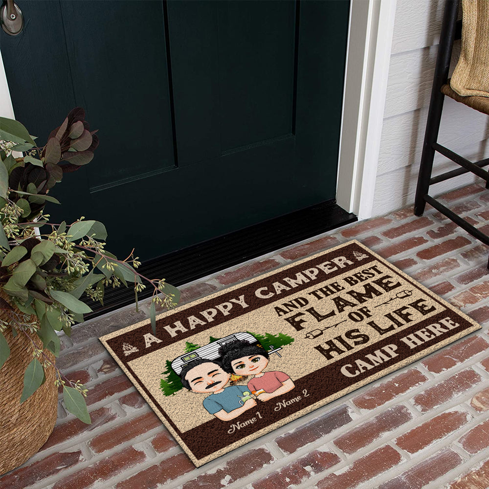 Happy Campers Doormat, Camping Mat, Camper Family Name Rug, Camping Decor  Gift