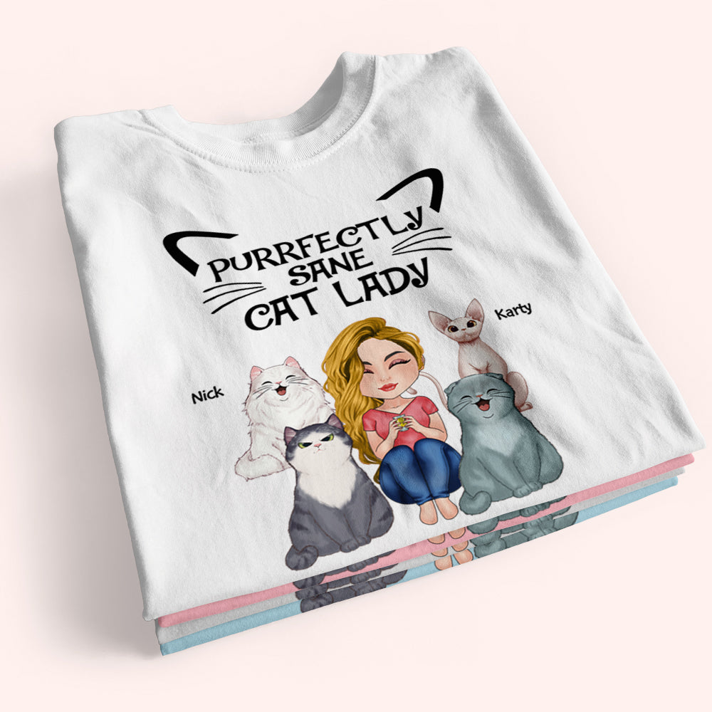 Cat Mom Custom Shirt Purfectly Sane Cat Lady Personalized Gift