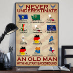 Veteran Custom Poster Never Underestimate An Old Man With Military Background Personalized Gift