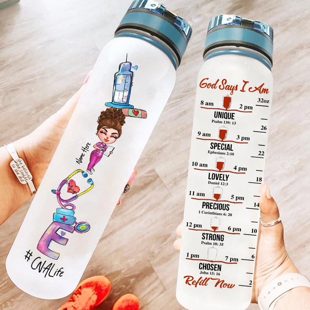 Nurse Custom Tracker Bottle Love Nurse Life God Says I Am Personalized Gift