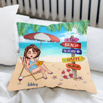 Book Lover Custom Pillow The Beach Is My Happy Place Personalized Gift