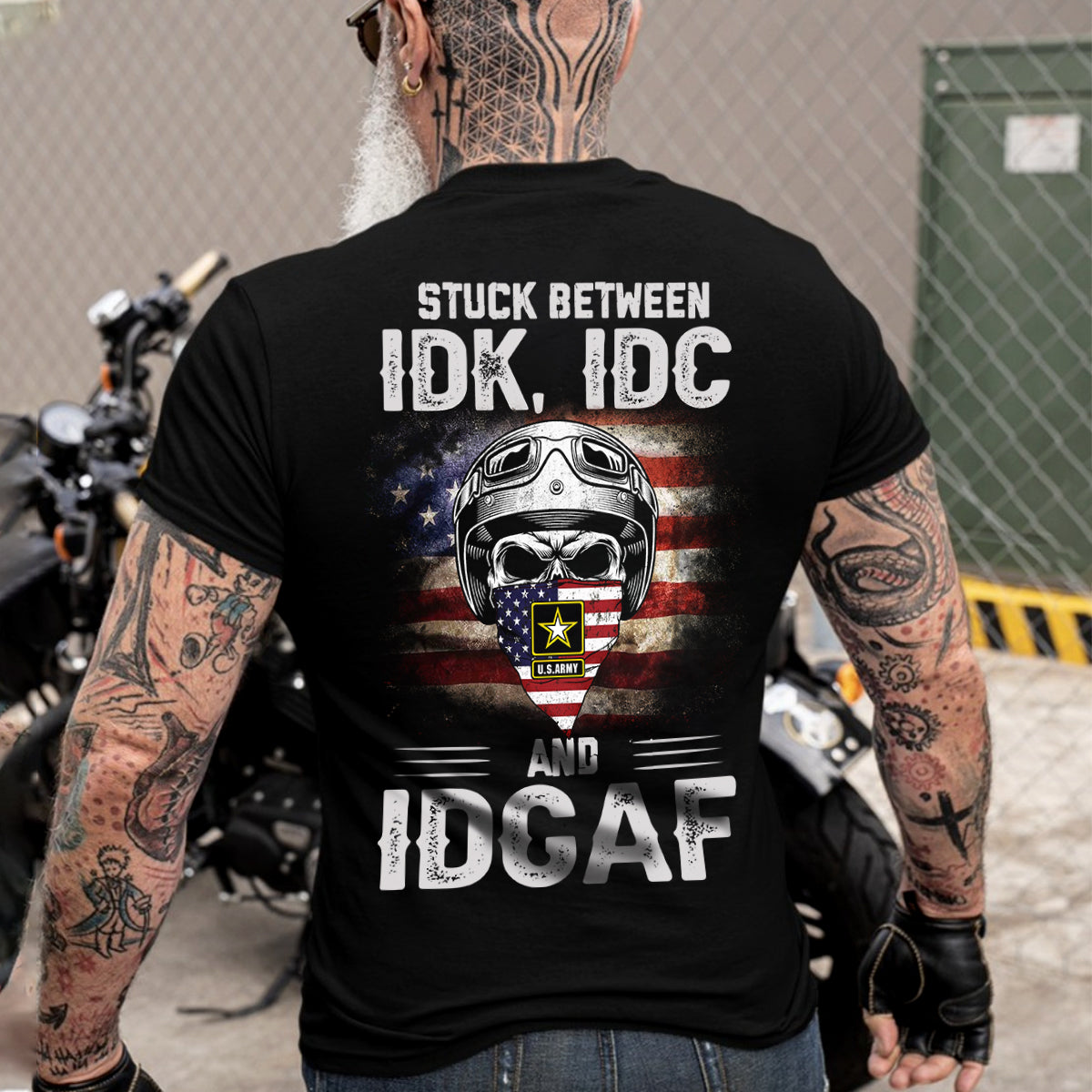 Veteran Biker Shirt Stuck Between IDK IDC And IDGAF Personalized Gift