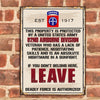 Veteran Custom Metal Sign This Property Is Protected By An Airborne Veteran Personalized Gift