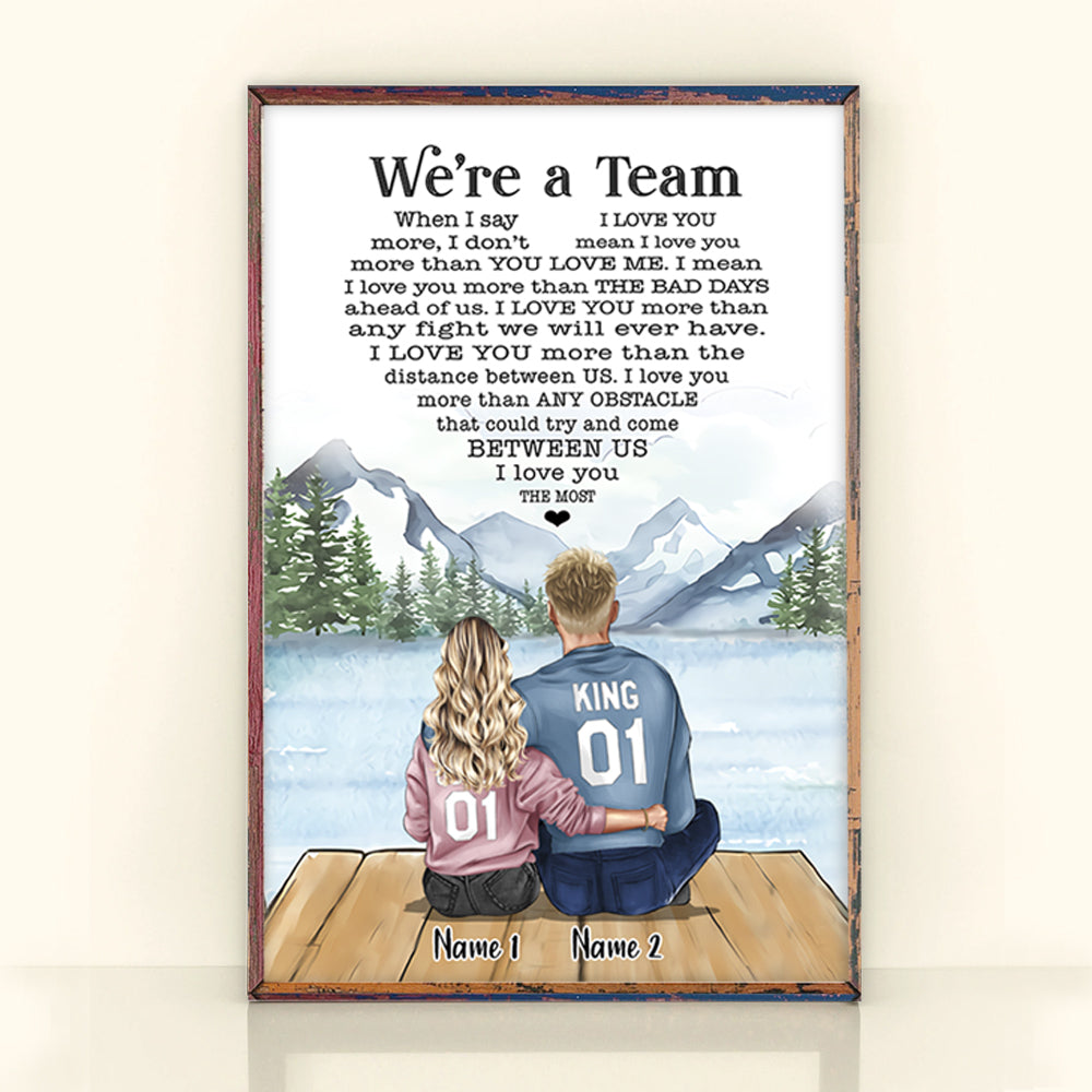 Couple Custom Poster We're A Team I Love You The Most Personalized Anniversary Gift For Her Him