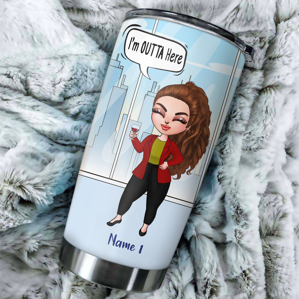 Retired Custom Tumbler Wise Woman Said I'm Outta Here And Lived Happily Ever After Personalized Retirement Gift