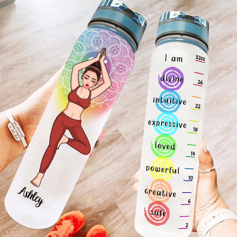 Yoga Custom Tracker Bottle I Am Divine Creative Safe Personalized Gift