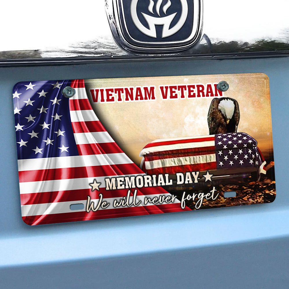 Veteran Custom Car License Plate Memorial Day We Will Never Forget Personalized Gift
