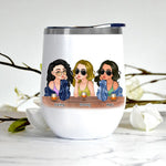 Bestie Custom Wine Tumbler Warning The Girls Are Drinking Again Personalized Best Friend Gift