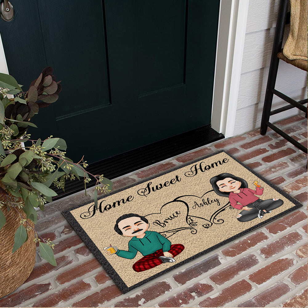 Couple Custom Doormat Home Sweet Home Personalized Anniversary Gift