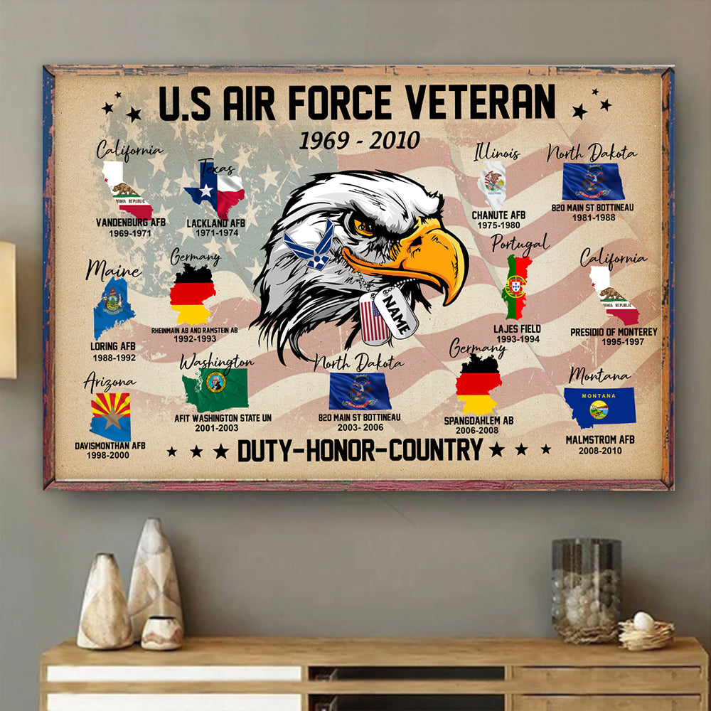 Veteran Custom Poster Duty Honor Country Personalized Gift