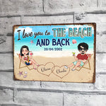 Couple Custom Metal Sign I love You To The Beach And Back Personalized Gift