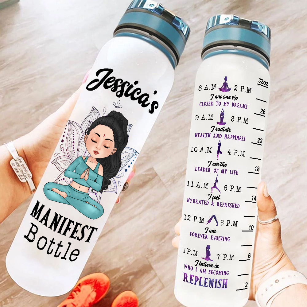 Yoga Custom Tracker Bottle Manifest Bottle Personalized Gift