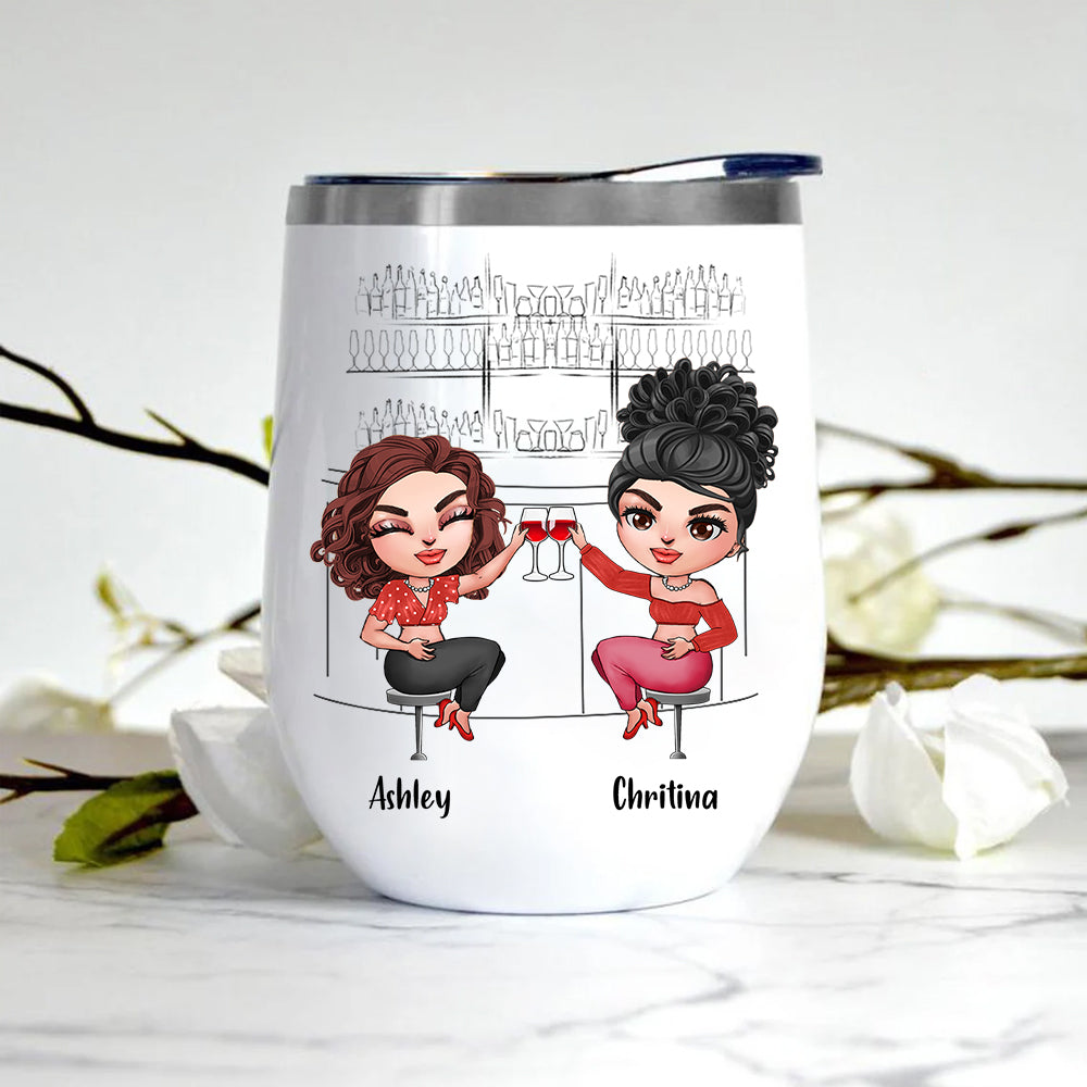 Bestie Custom Wine Tumbler Let's The Shenanigans Begin Bitches Girl's Trip Personalized Best Friend Gift