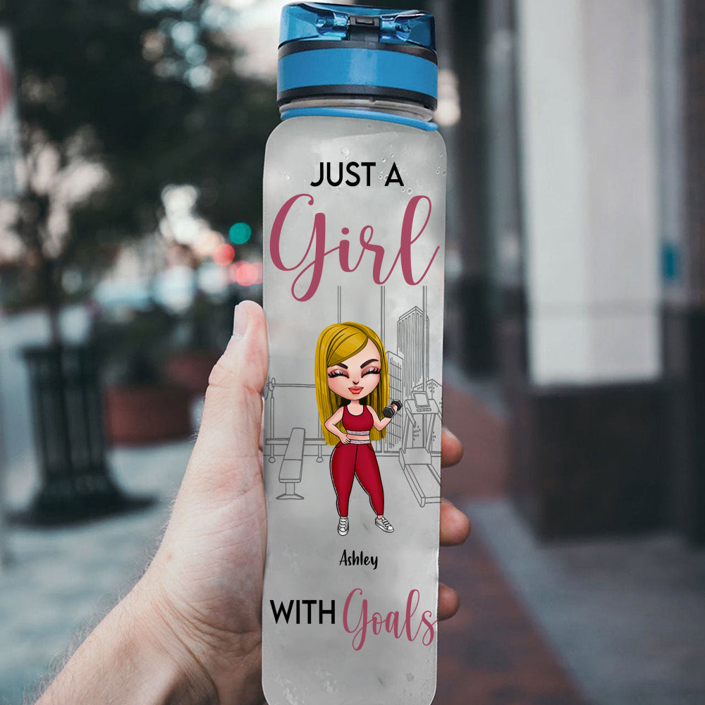 Gym Custom Tracker Bottle Just A Girl With Goals Personalized Gift
