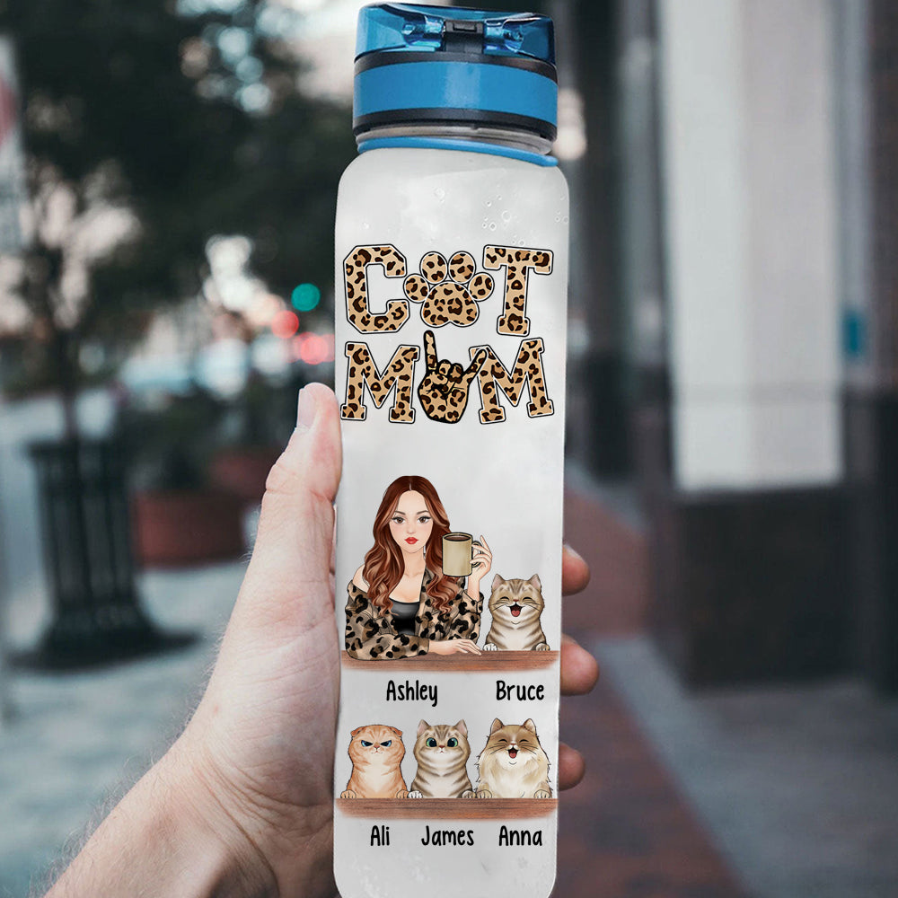 Cat Mom Custom Tracker Bottle They're Not Just Cats My Best Friends Personalized Gift