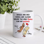 Couple Custom Mug Roses Are Red You're The Only Buns For My Wiener Funny Personalized Gift For Her